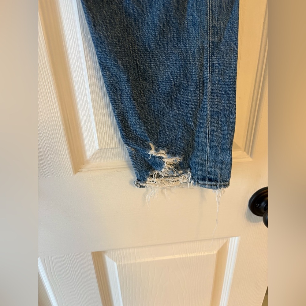 AGOLDE Distressed High Rise Straight Jeans Size 29 Raw Hem - Picture 5 of 6